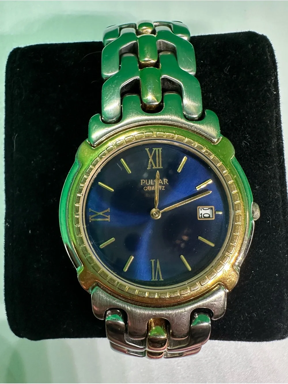 Pulsar Two-Tone Gold & Silver Men’s Watch with Blue Dial
